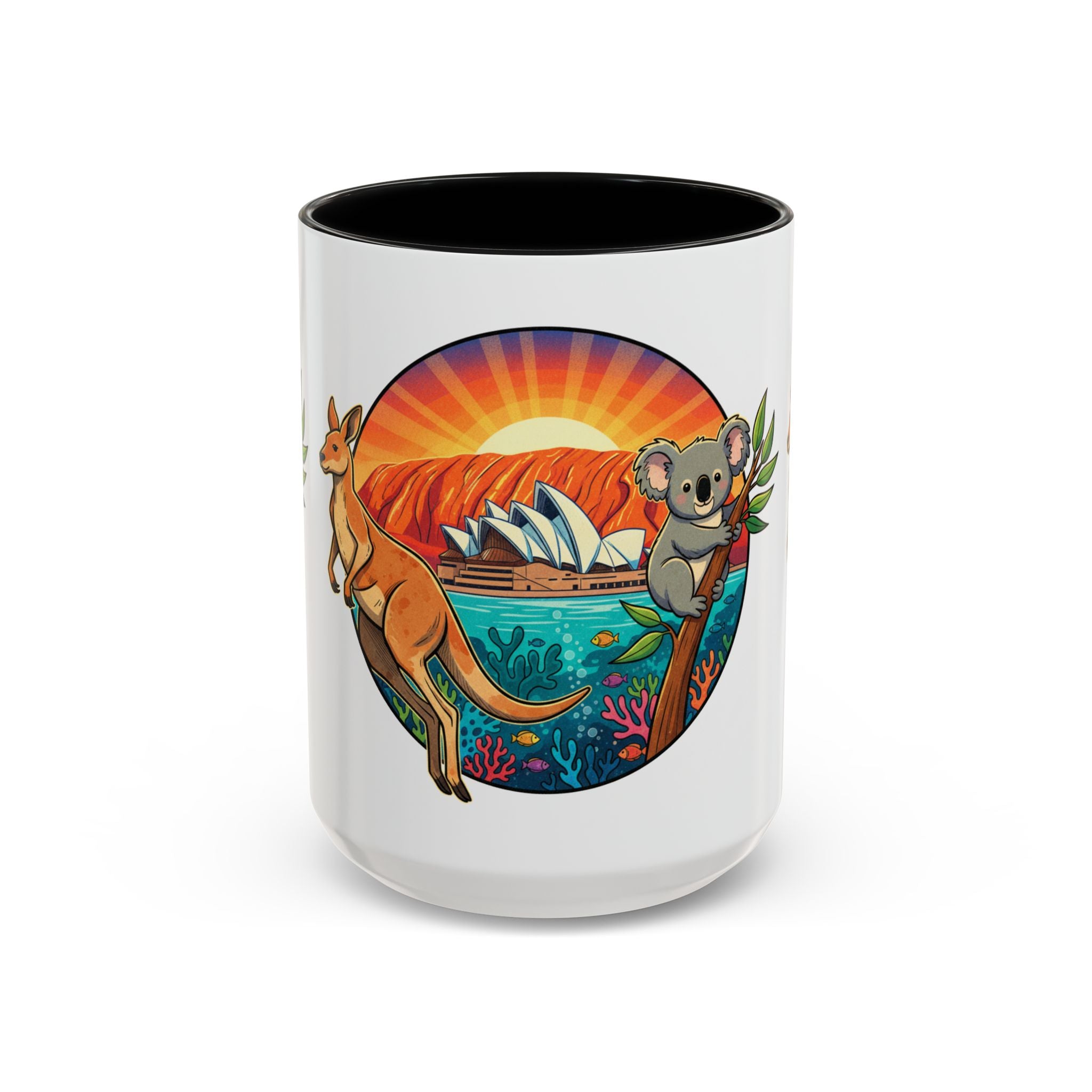 Australian Sunset Coffee Mug — Kangaroo & Koala Sydney Opera House Design