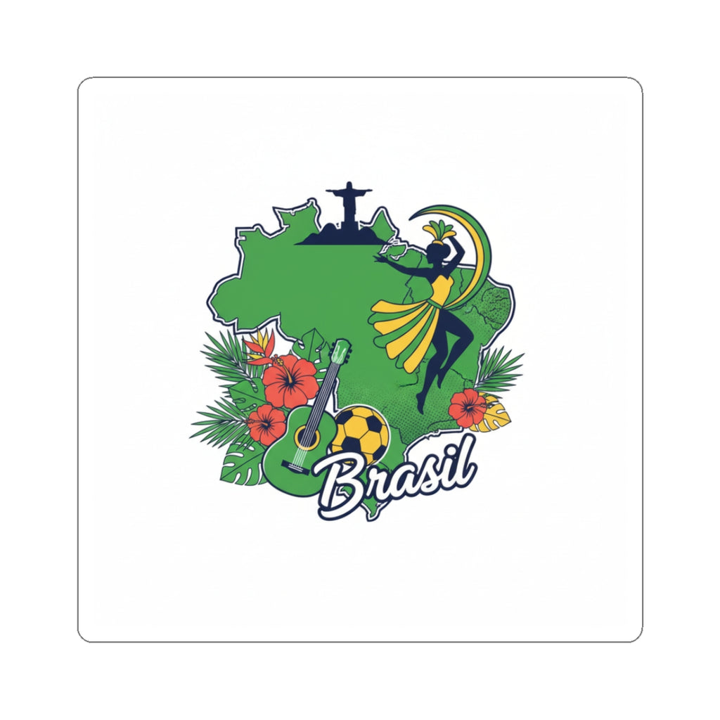 Brasil Map Sticker — Tropical Samba Brazil Kiss-Cut Vinyl Sticker