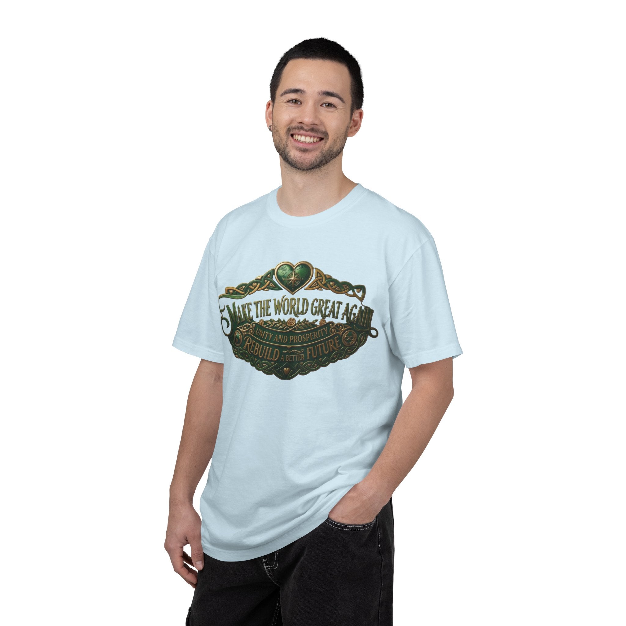 T-Shirt — 'Make the World Great Again' Vintage Green Crest Tee