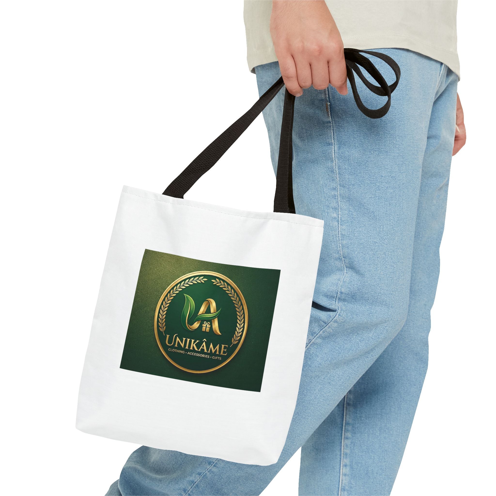 Unikâme Gold Emblem Tote Bag — Green Logo All-Over Print