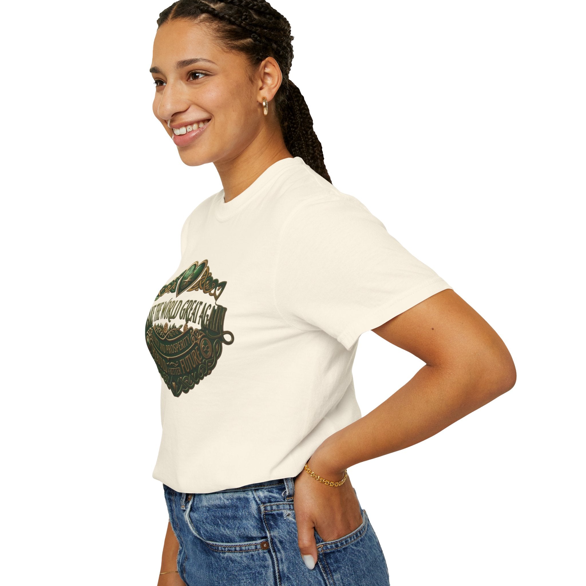 T-Shirt — 'Make the World Great Again' Vintage Green Crest Tee