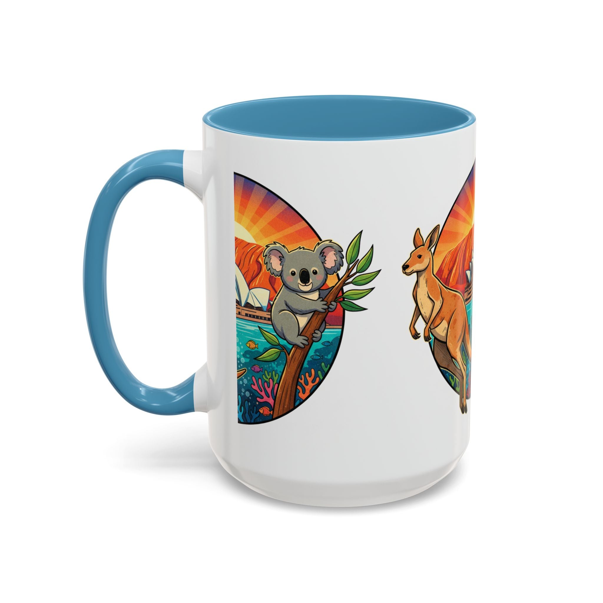 Australian Sunset Coffee Mug — Kangaroo & Koala Sydney Opera House Design