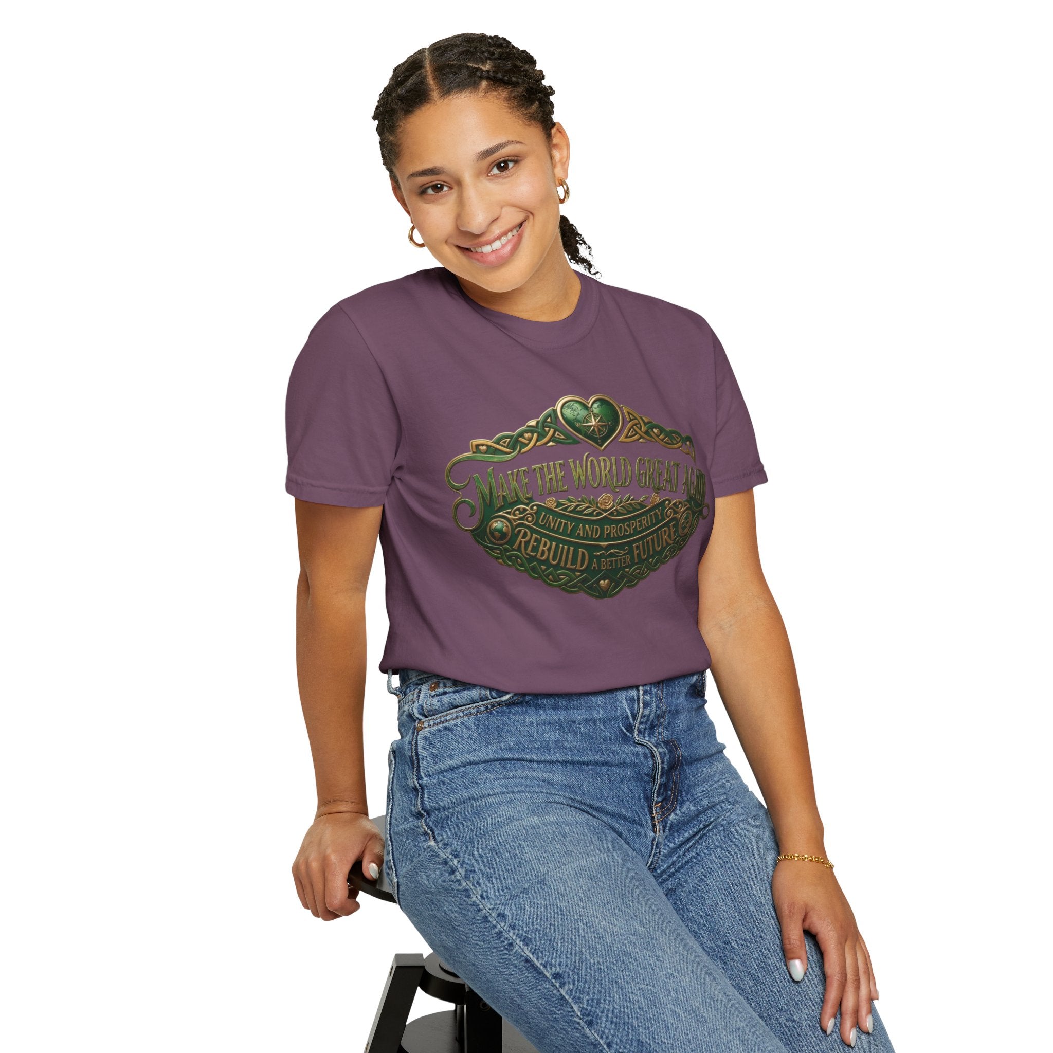 T-Shirt — 'Make the World Great Again' Vintage Green Crest Tee