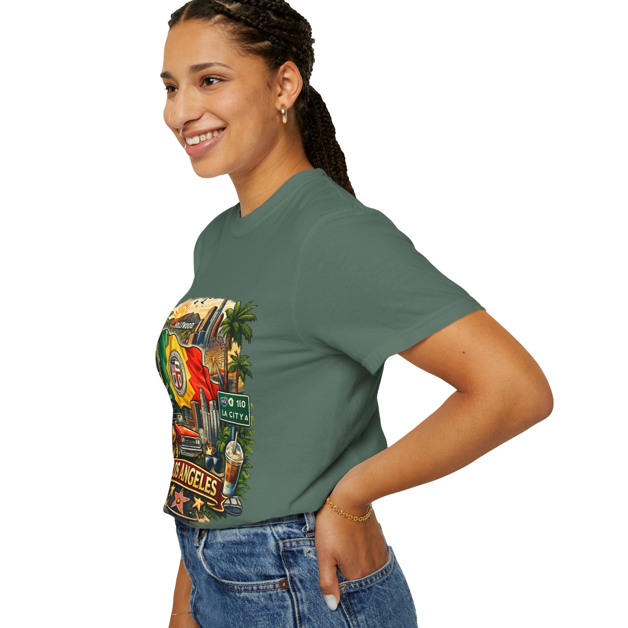 Los Angeles Vintage Graphic T-Shirt — LA Cityscape & Palm Trees Design