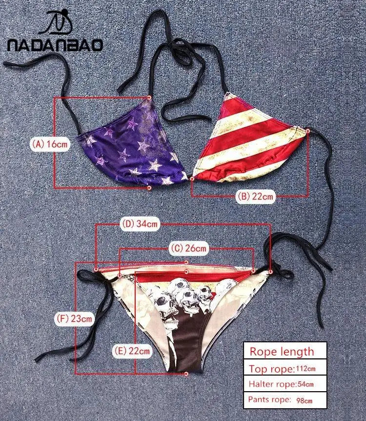 NADANBAO New Sexy Bikini European Football Championship Portugal Team Flag Print Swimsuit Women Swimwear Push Up Bikini Set