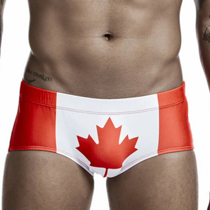 UK US CA Flag Swimwear Man Swimsuits Swimming Trunks For Men Fast Dry Mens Swim Briefs Men's Bathing Suits Beach Surf Short