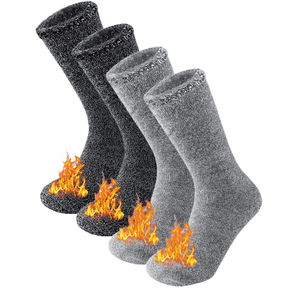 2 Pairs Pack Winter Thermal Socks For Men Women Cold Weather Insulated Socks Outdoor Hiking Skiing Warm Snow Thick Heated Socks