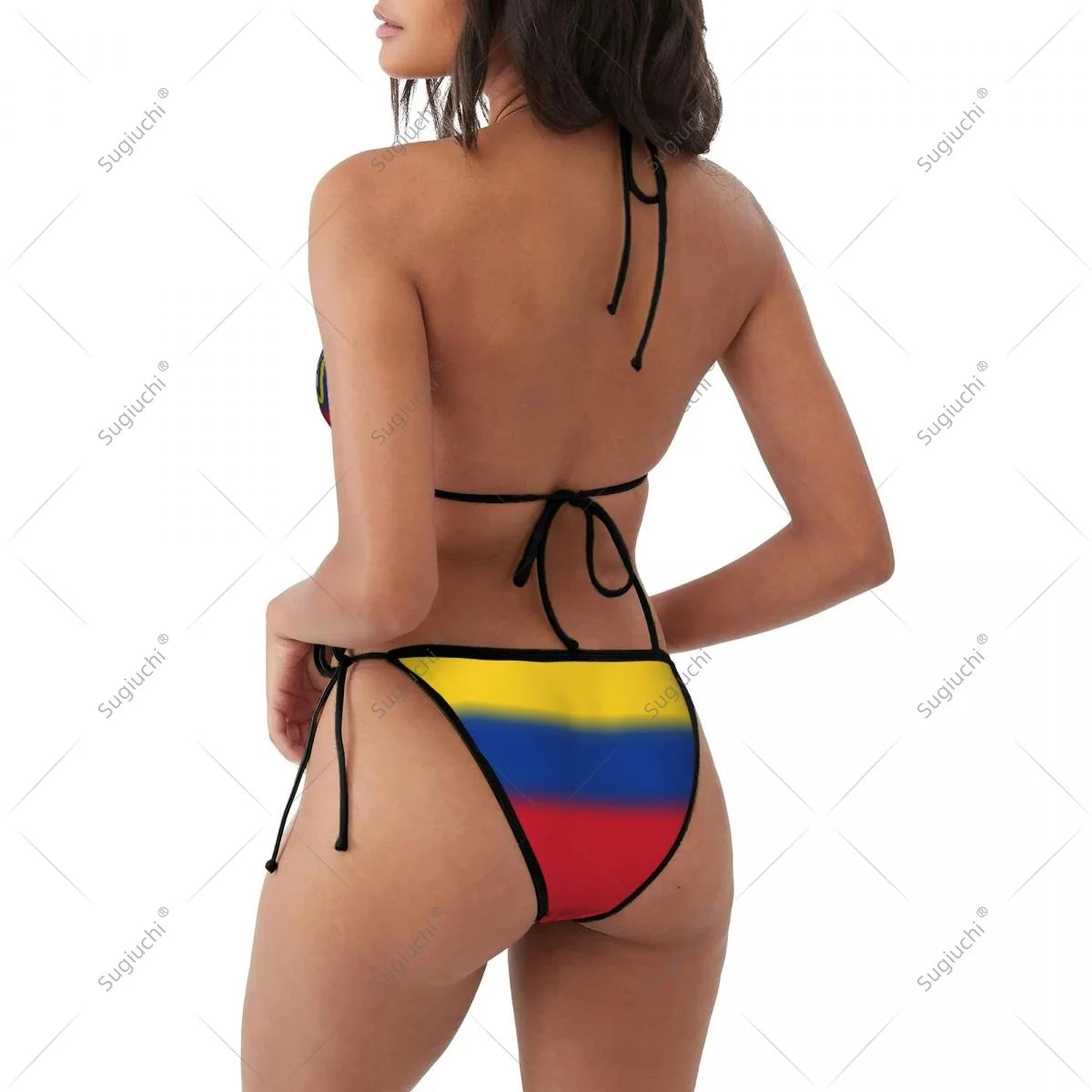 Women Girls Bikini Colombia Flag Swimsuit Sets Three Point Beachwear Swimming Bathing Beach Party Suits Sexy Mujer