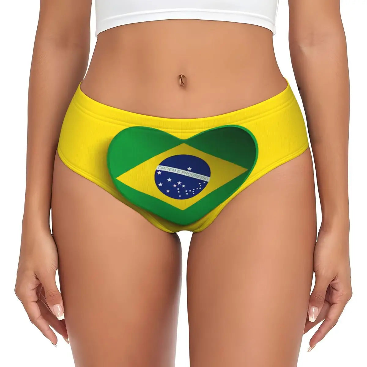 Custom Womens Brazilian Flag Panties Underwear Female Stretch Brief Panties Briefs Underpants
