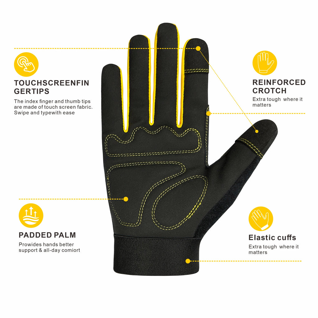 Pair High Performance Multi-Purpose Light Duty Work Gloves For Men&Women Breathable & High Dexterity Touch Screen For Multipur