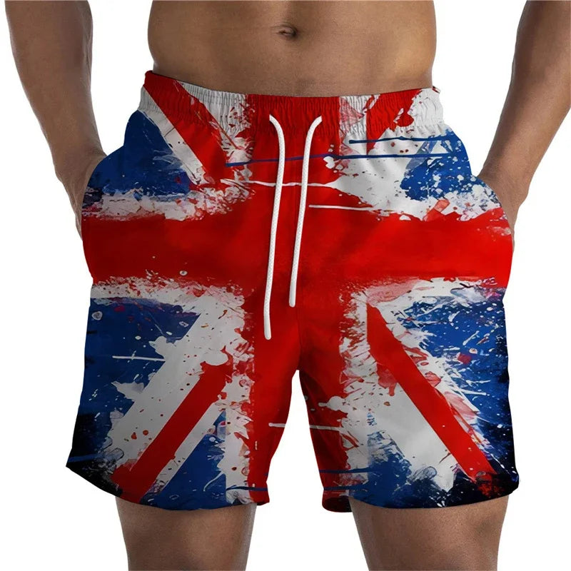 USA UK National Flag 3D Printed Short Pants For Men Drawing Patterns Casual Beach Shorts Quick Dry Swim Trunks Cool Board Shorts