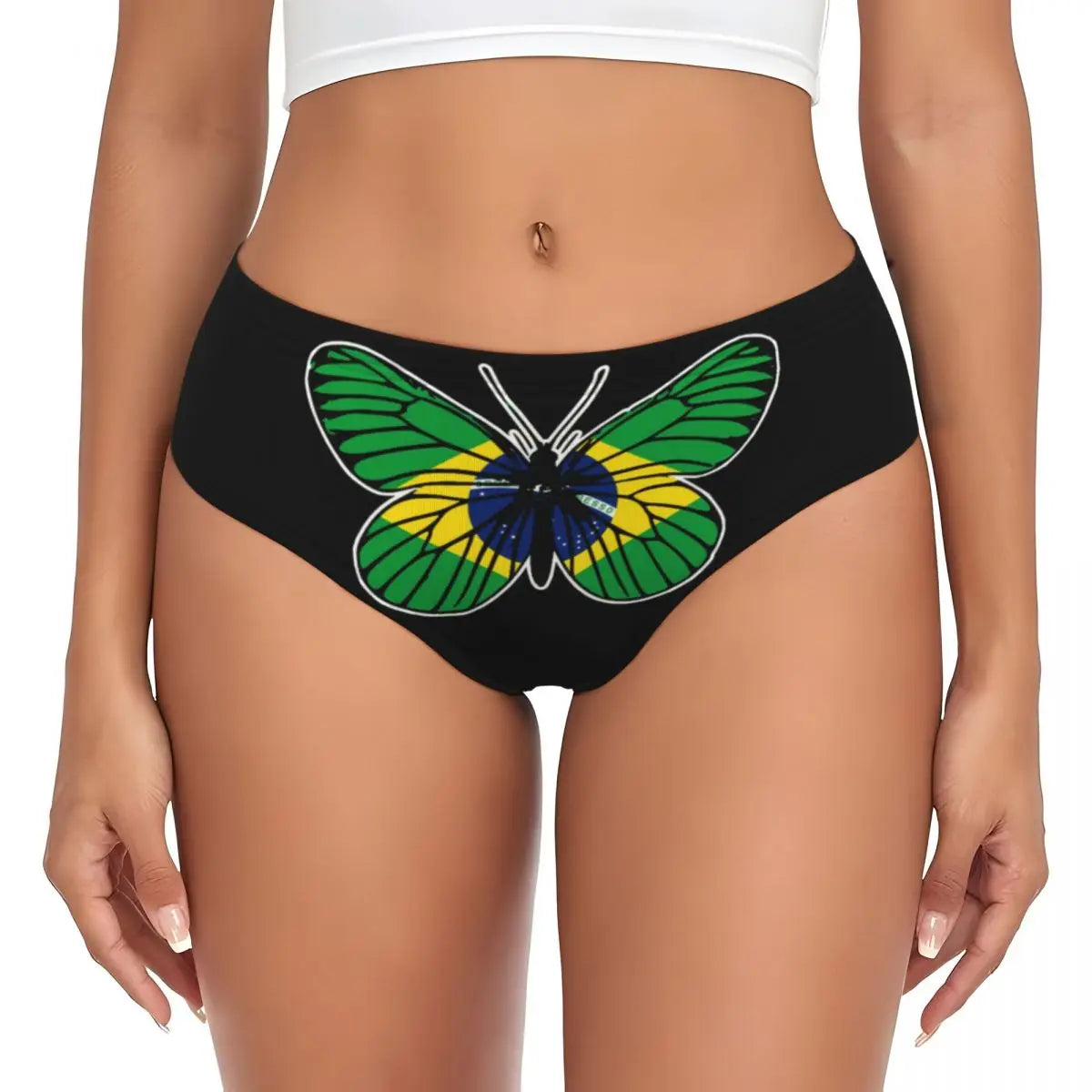 Custom Womens Brazilian Flag Panties Underwear Female Stretch Brief Panties Briefs Underpants
