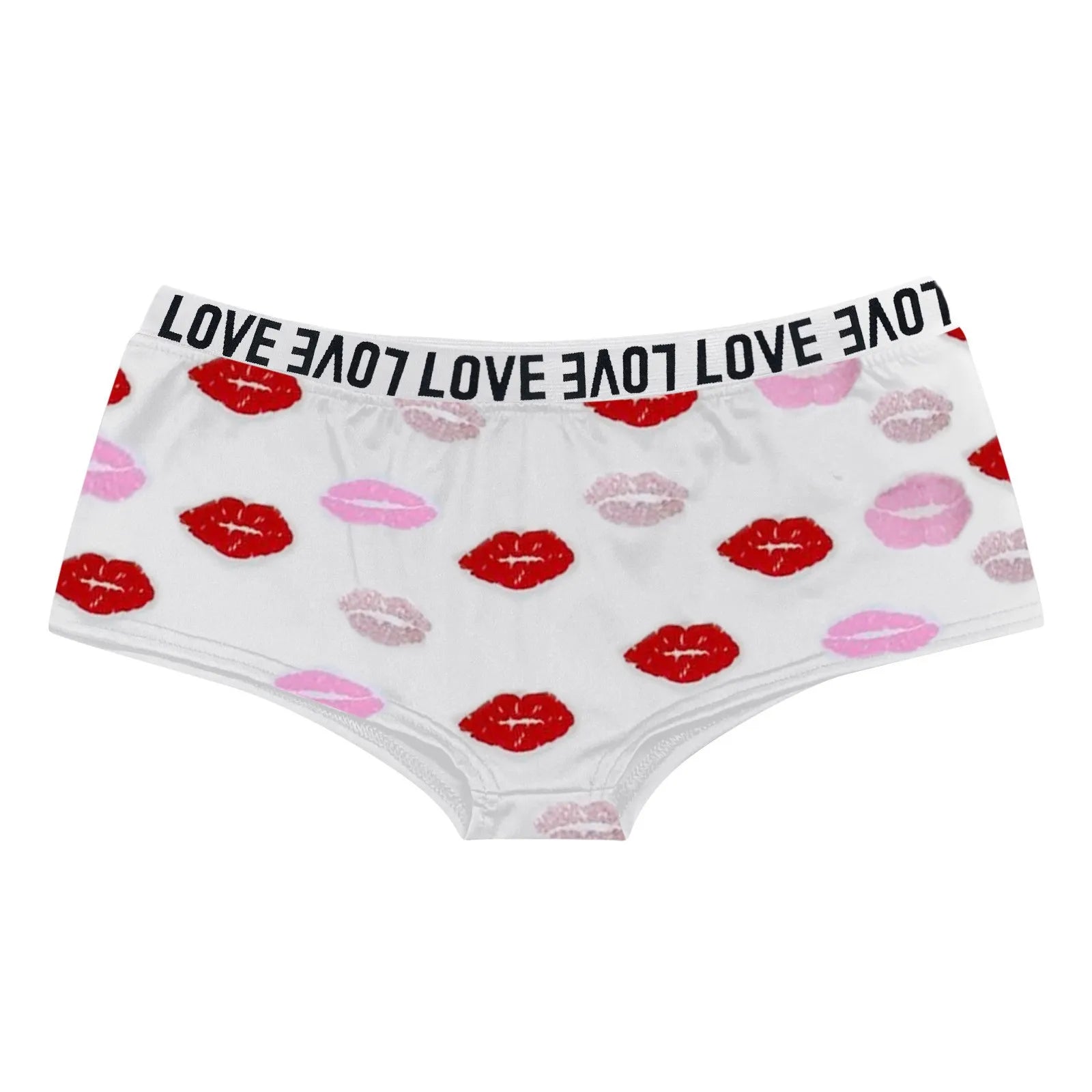 Sexy Lips Print Brief Valentine's Day Lingerie High Waist Bodyshort Love Underpants Female Underwear