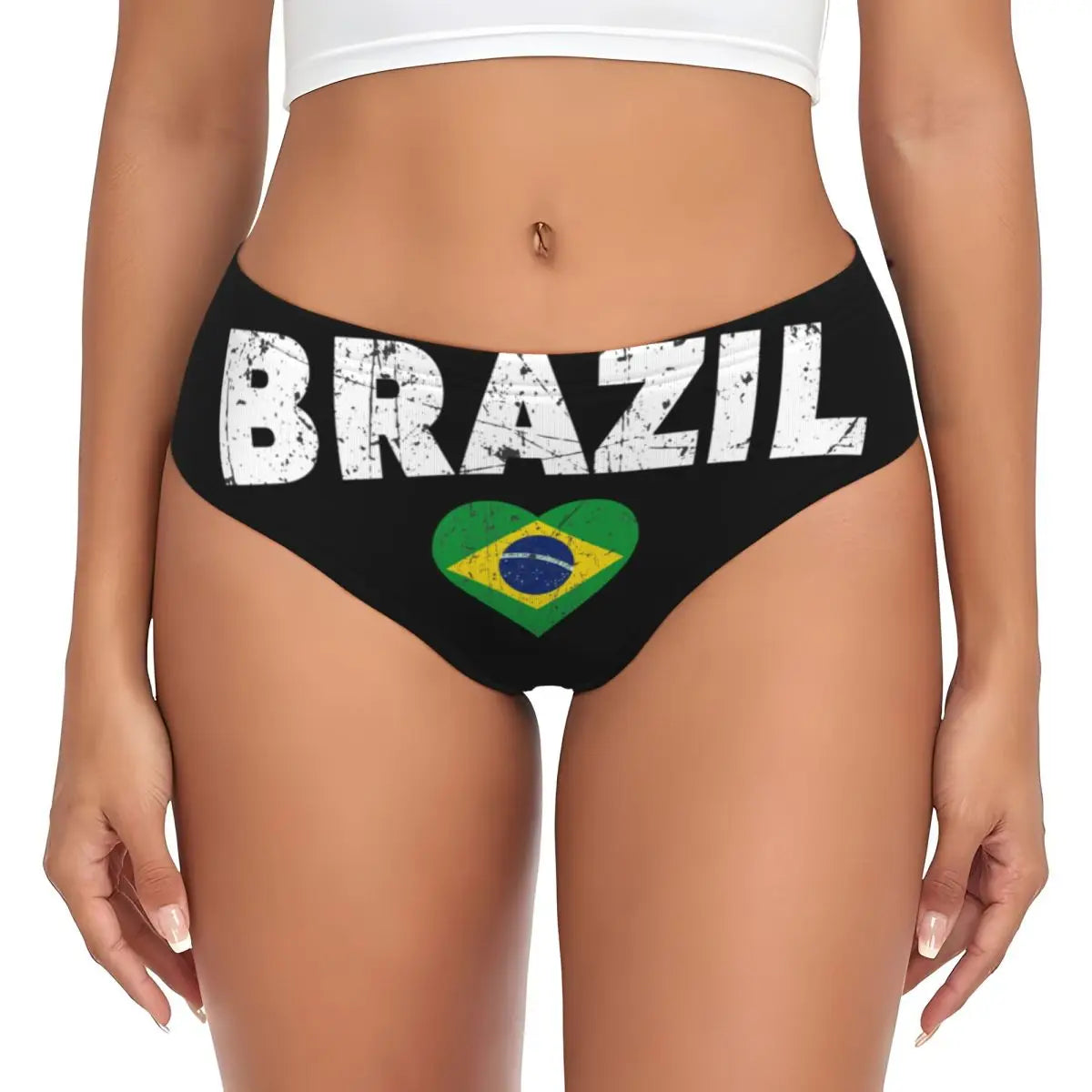 Custom Womens Brazilian Flag Panties Underwear Female Stretch Brief Panties Briefs Underpants