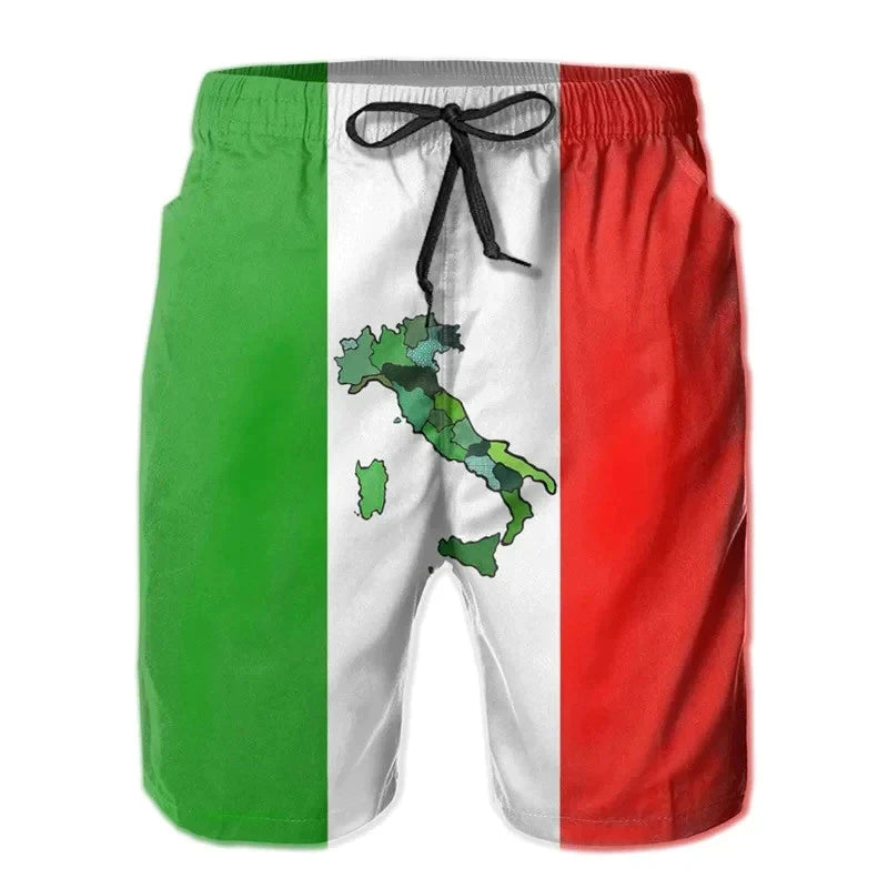 2025 Men's 3D Printed Italia Flag Beach Shorts New Summer Casual Street Italian Pattern Short Pants Quick Dry Surf Board Shorts