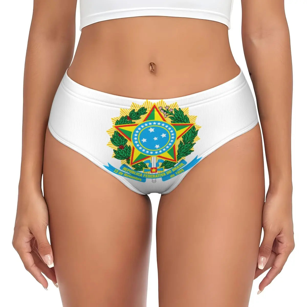 Custom Womens Brazil Flag Panties Breathable Brazilian Flag Briefs Underwear Valentine's Day Gifts Underpants
