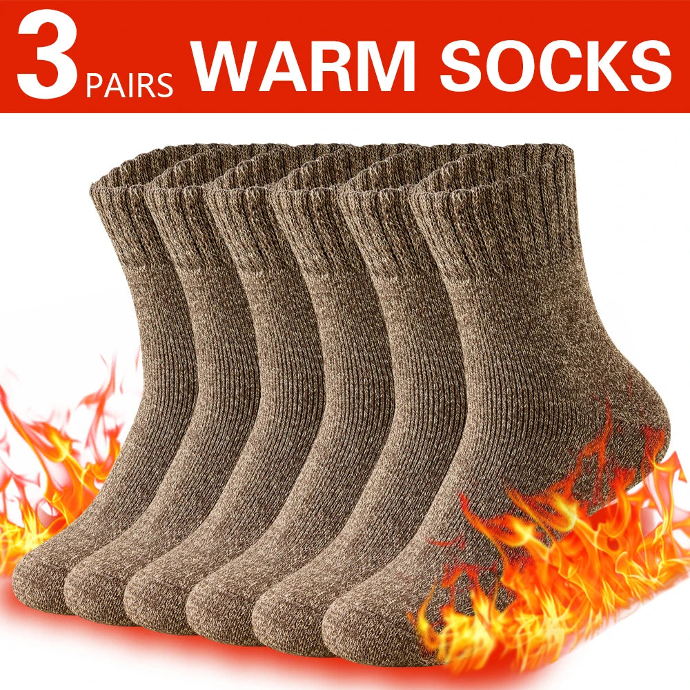 3 Pairs Winter Thick Towel Men's Socks Man's Outdoor Sports Long Socks Cold Resistant Frost Proof Snow Socks For Man Gift 39-44