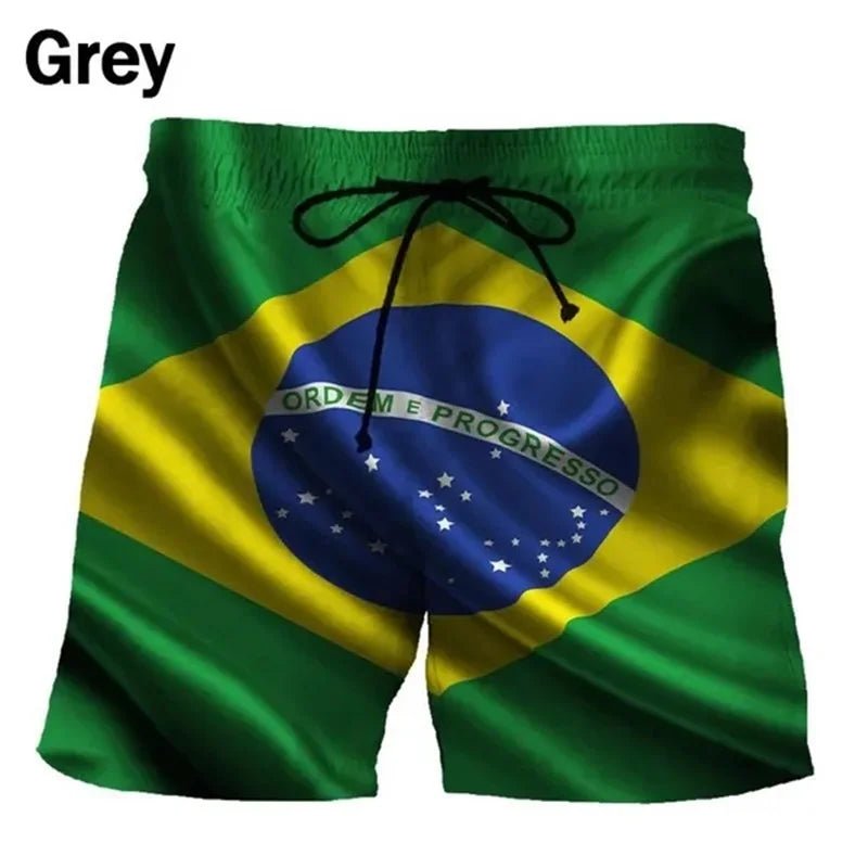 3D Printing Brazil Flag Pattern Beach Shorts For Men Summer Fashion Casual Board Shorts Men Outdoor Sport Gym Swimming Trunks