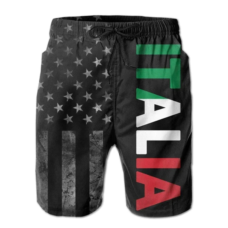 2025 Men's 3D Printed Italia Flag Beach Shorts New Summer Casual Street Italian Pattern Short Pants Quick Dry Surf Board Shorts