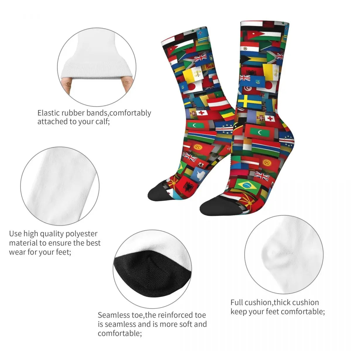 Flags Of All Countries Of The World Stockings Design Harajuku Socks Winter Anti Bacterial Socks Men Outdoor Breathable Socks