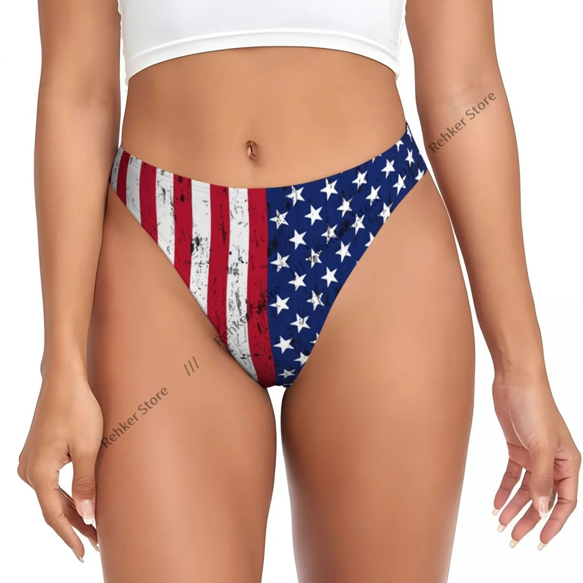 Sexy G-string Thongs Women Panties American Flag Stars Stripes Underwear Lingerie Tanga
