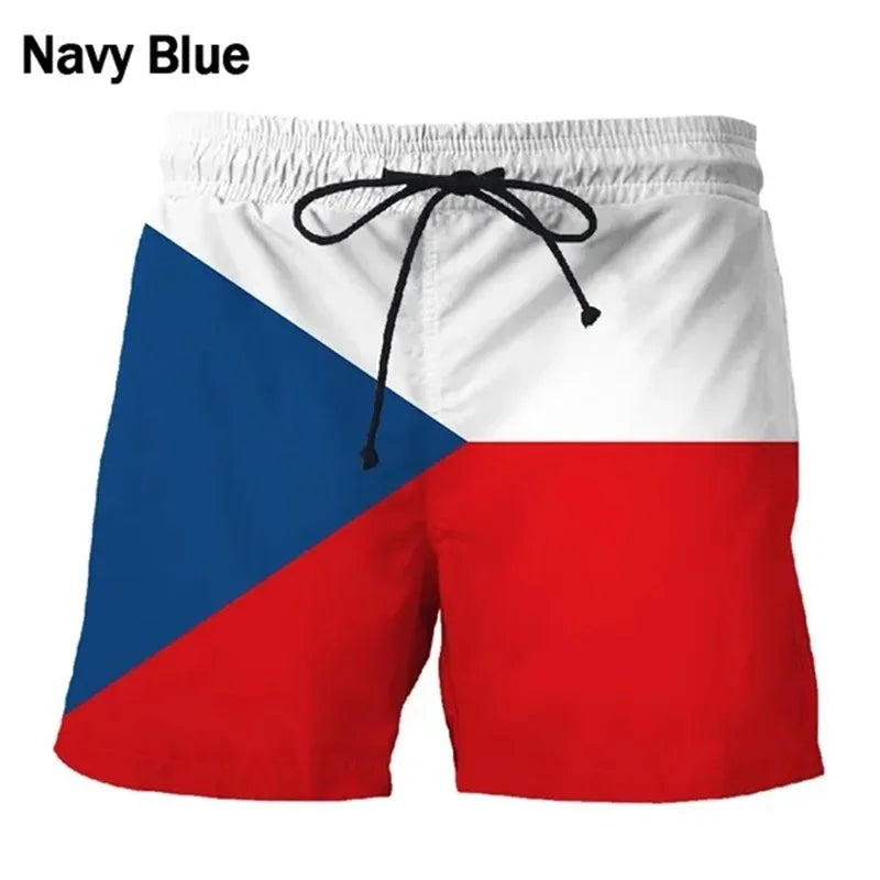 3D Print National Flag Graphic Beach Shorts For Men Summer Funny Casual Board Shorts Swimwear Quick Dry Men Swim Trunks