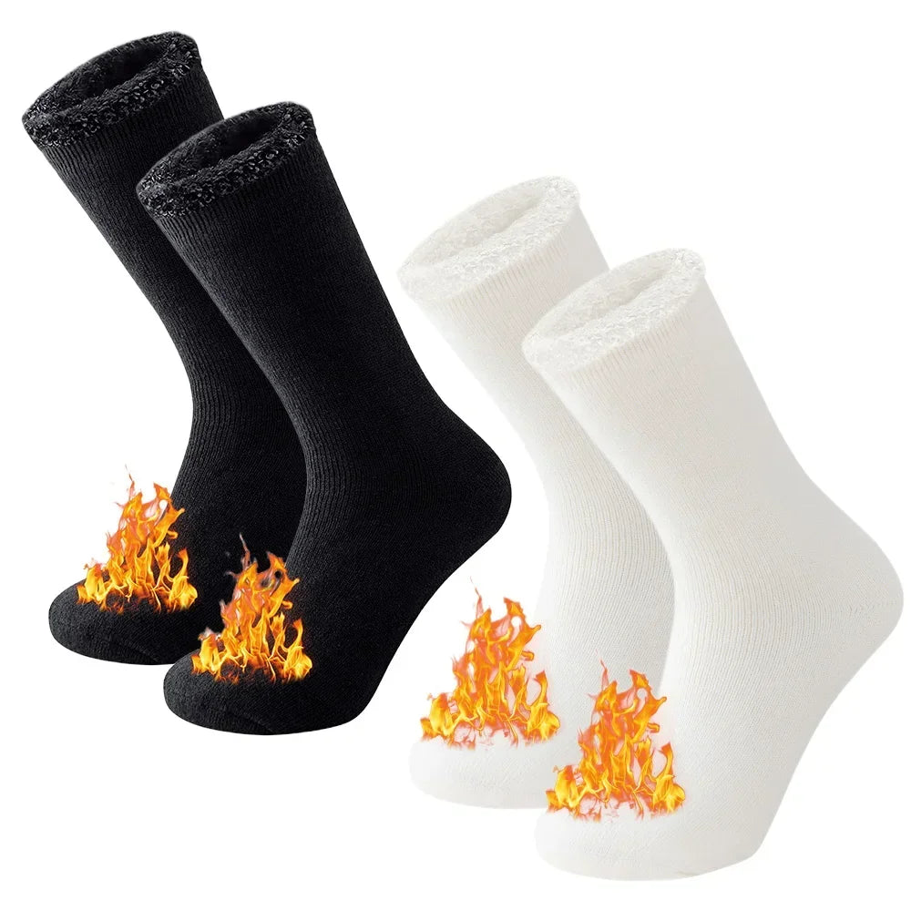 2 Pairs Pack Winter Thermal Socks For Men Women Cold Weather Insulated Socks Outdoor Hiking Skiing Warm Snow Thick Heated Socks