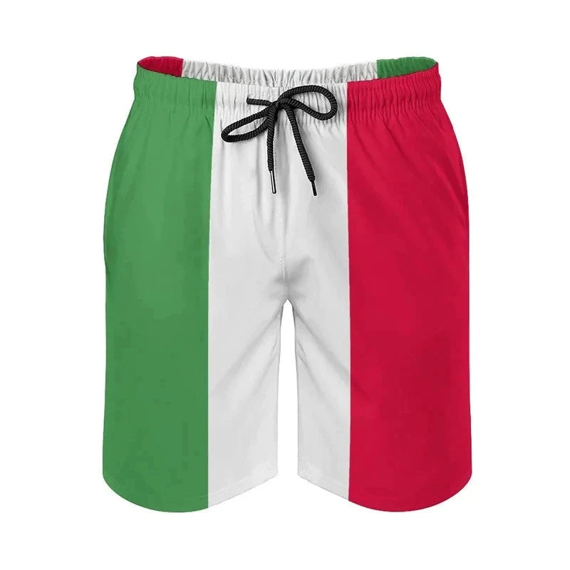 2025 Men's 3D Printed Italia Flag Beach Shorts New Summer Casual Street Italian Pattern Short Pants Quick Dry Surf Board Shorts