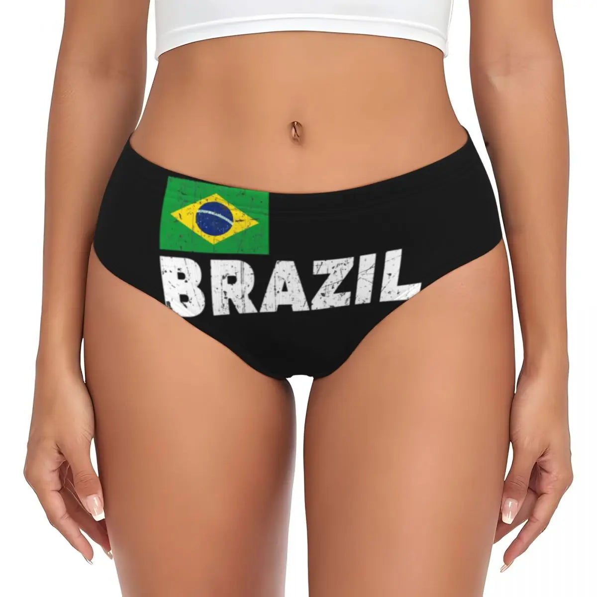 Custom Womens Brazilian Flag Panties Underwear Female Stretch Brief Panties Briefs Underpants