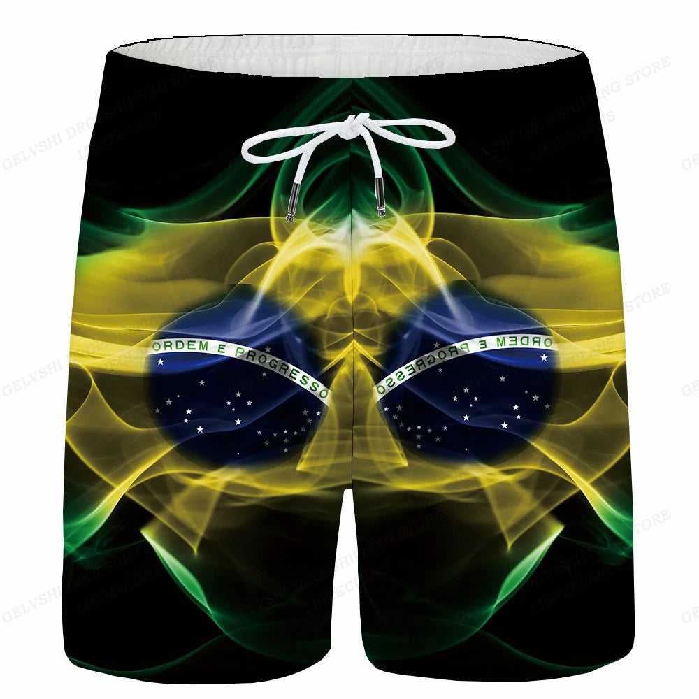 Brazil Flag Board Shorts Men Fashion Swimwear Shorts Trunk Sportwear Pants Men's Brief Swimsuit Kids Beach Short Brasil Flag