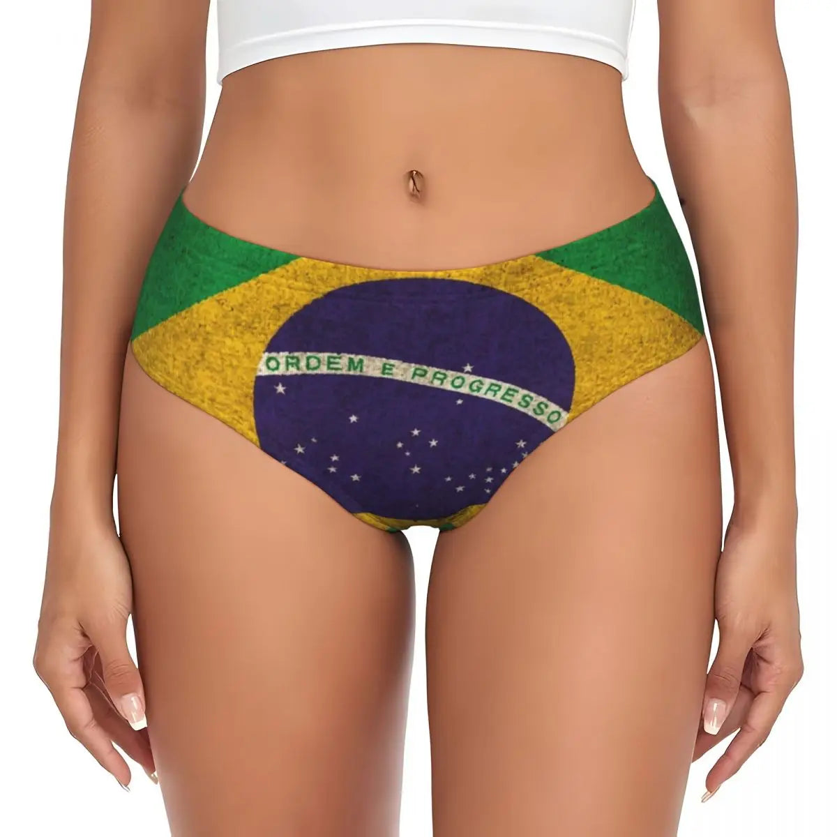 Custom Womens Brazilian Flag Panties Underwear Female Stretch Brief Panties Briefs Underpants