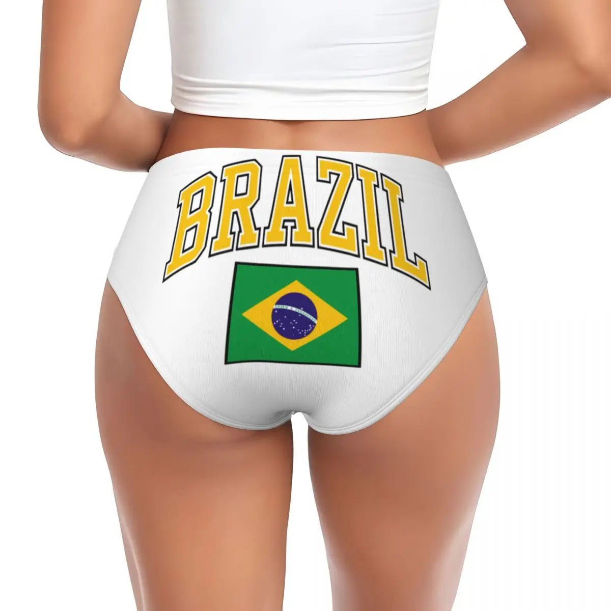 Custom Womens Brazil Flag Panties Breathable Brazilian Flag Briefs Underwear Valentine's Day Gifts Underpants
