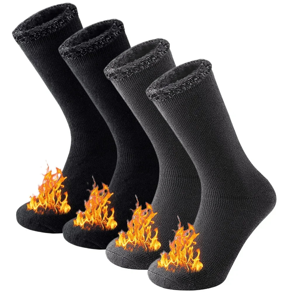 2 Pairs Pack Winter Thermal Socks For Men Women Cold Weather Insulated Socks Outdoor Hiking Skiing Warm Snow Thick Heated Socks
