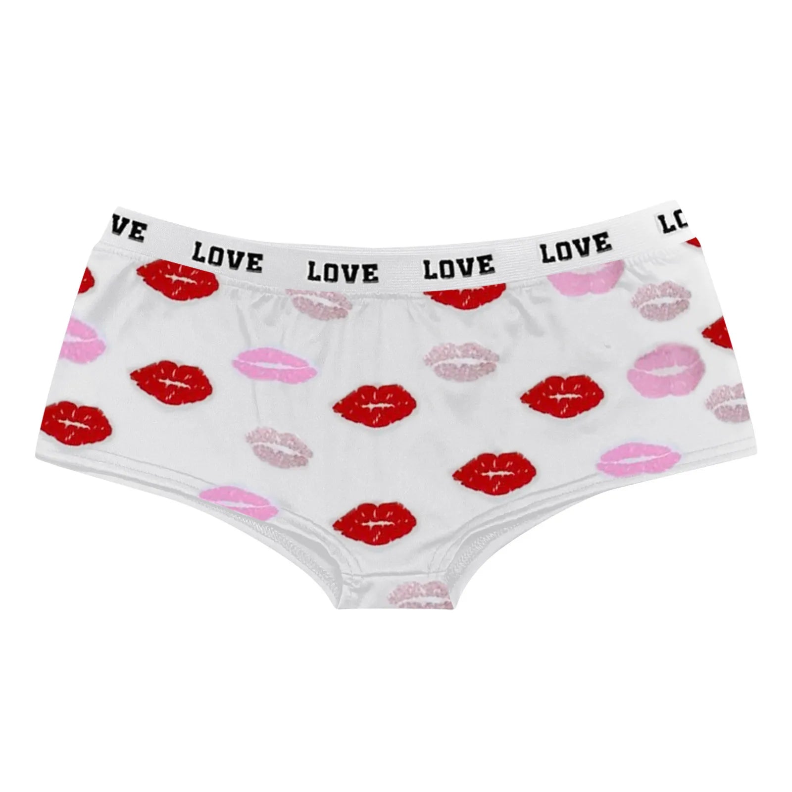 Sexy Lips Print Brief Valentine's Day Lingerie High Waist Bodyshort Love Underpants Female Underwear