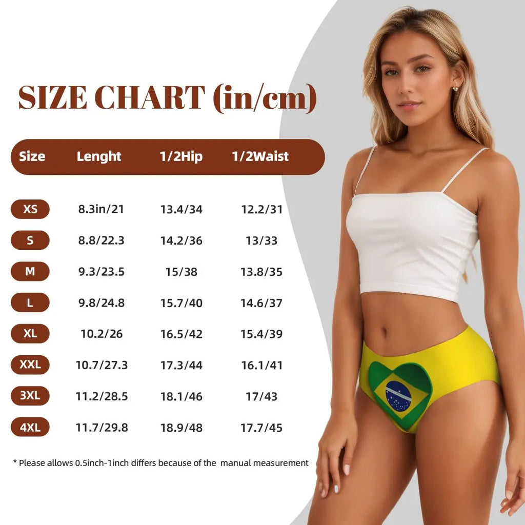 Custom Womens Brazilian Flag Panties Underwear Female Stretch Brief Panties Briefs Underpants
