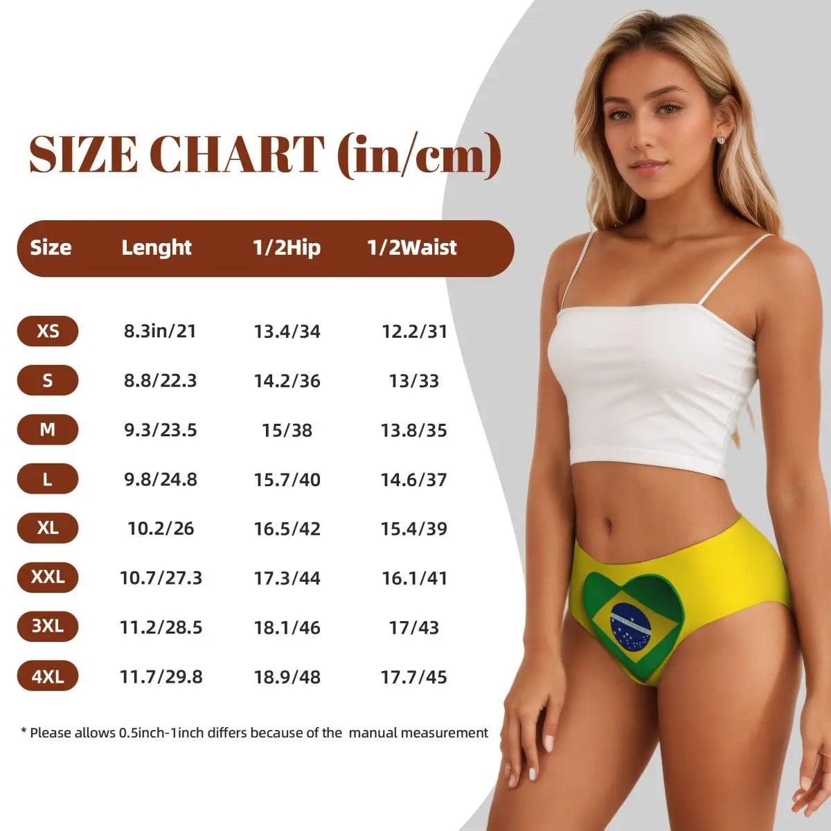 Custom Womens Brazilian Flag Panties Underwear Female Stretch Brief Panties Briefs Underpants