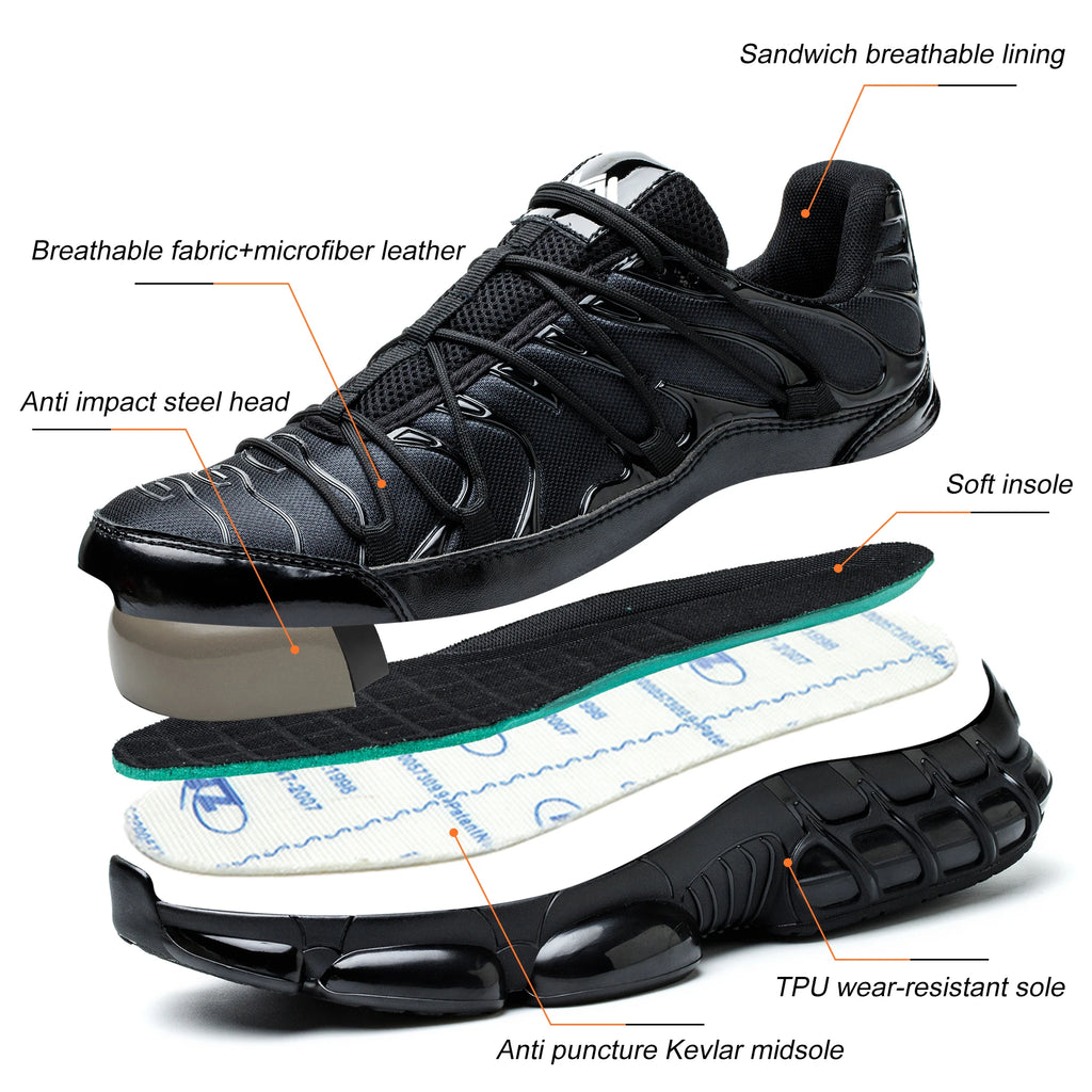High Quality Steel Toe Safety Shoes Men Work Sneakers Indestructible Shoes Puncture-Proof Protective Shoes Male Work Footwear
