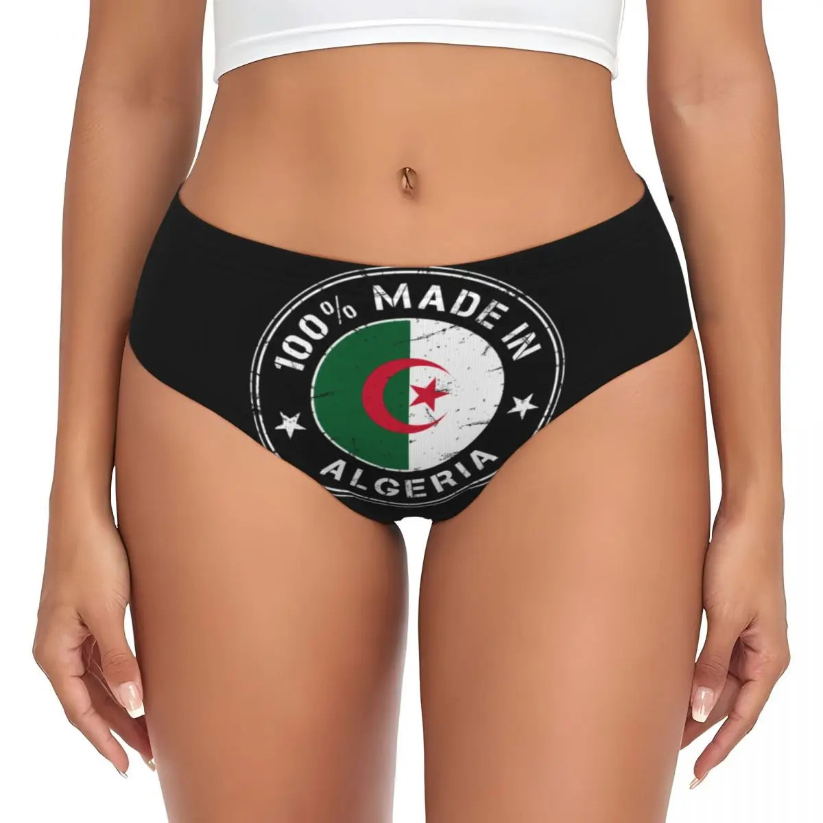 Custom Algeria Map Algerian Flag Brief Panties Womens Breathable Stretch Underwear Valentine's Day Gifts Underpants