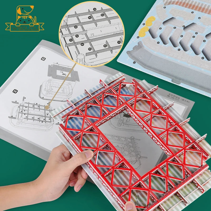 3D Football Stadium Puzzle Paper Model Architecture Kit Adult Kids Craft Building Toy Home Decor Gift Jigsaw Collectible Play