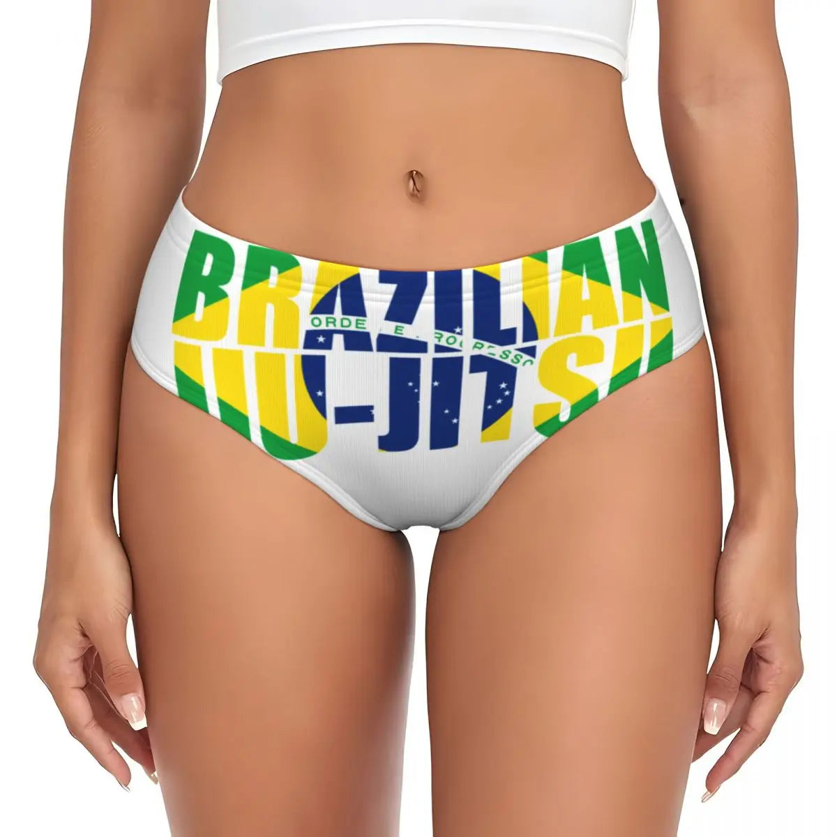 Custom Womens Brazilian Flag Panties Underwear Female Stretch Brief Panties Briefs Underpants