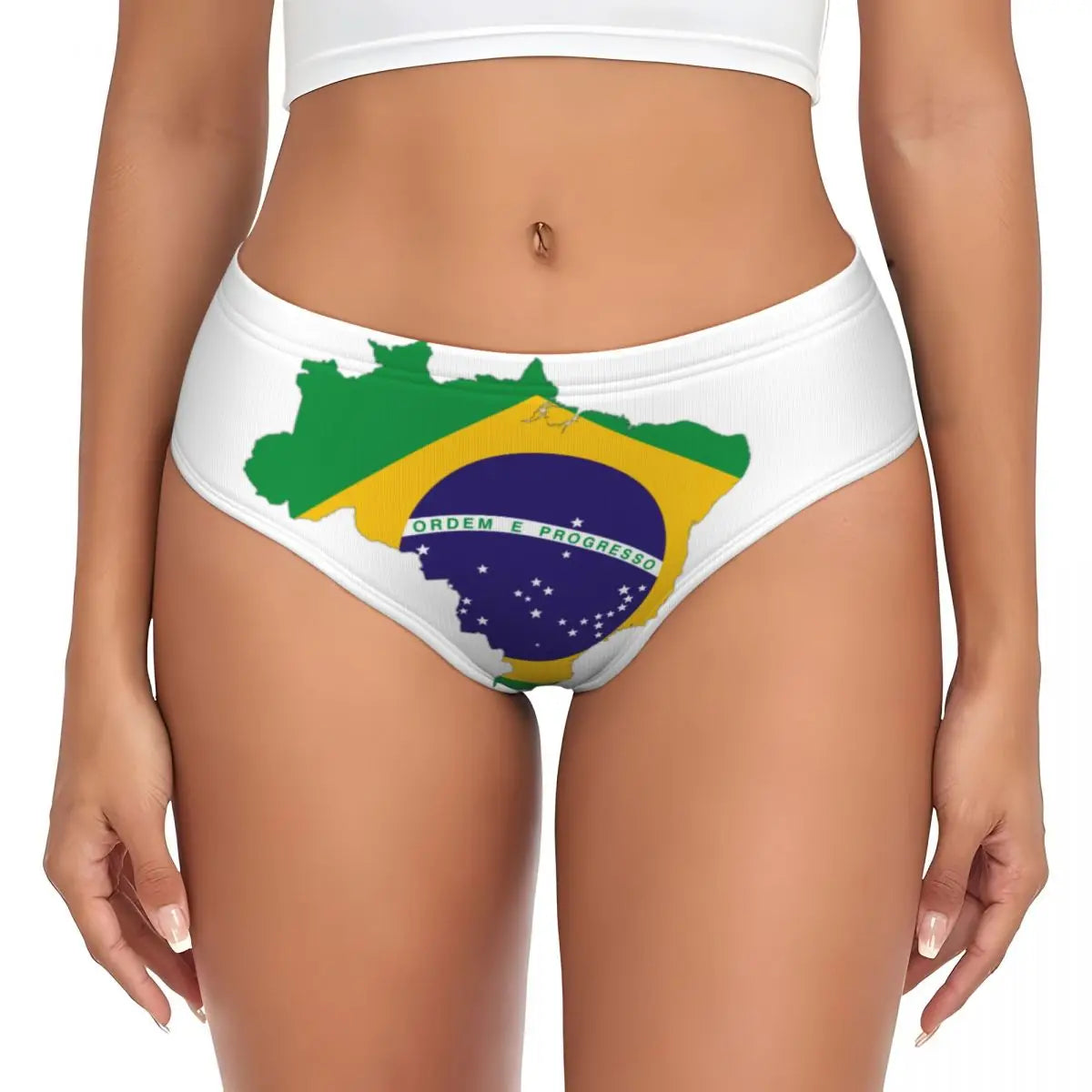 Custom Womens Brazil Flag Panties Breathable Brazilian Flag Briefs Underwear Valentine's Day Gifts Underpants