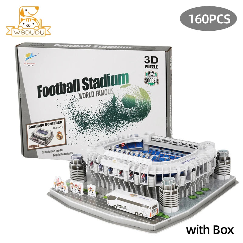 3D Football Stadium Puzzle Paper Model Architecture Kit Adult Kids Craft Building Toy Home Decor Gift Jigsaw Collectible Play