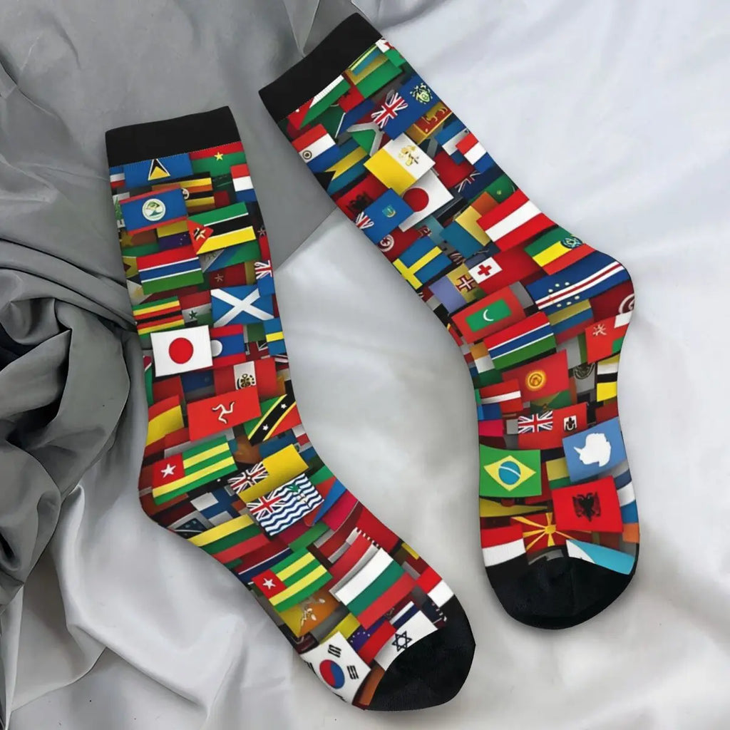 Flags Of All Countries Of The World Stockings Design Harajuku Socks Winter Anti Bacterial Socks Men Outdoor Breathable Socks
