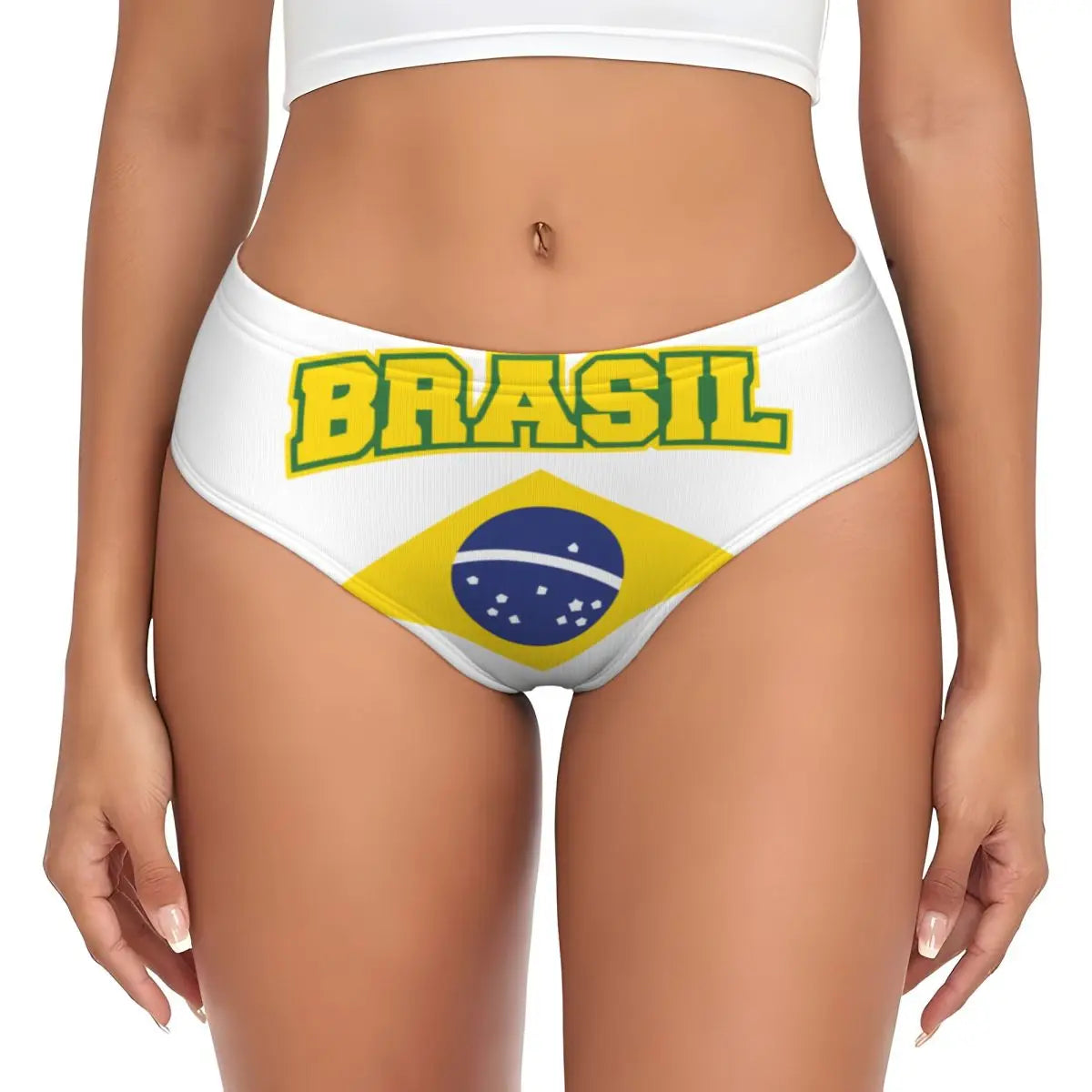 Custom Womens Brazil Flag Panties Breathable Brazilian Flag Briefs Underwear Valentine's Day Gifts Underpants