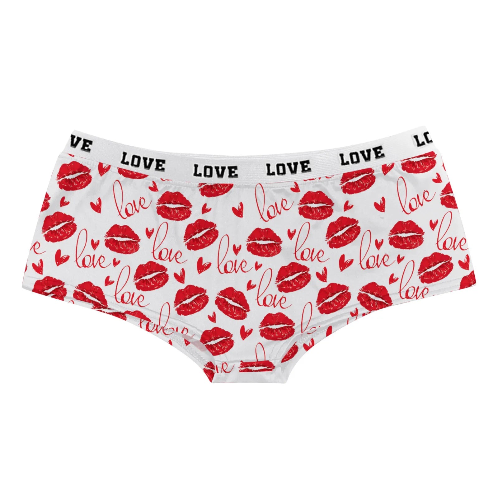 Sexy Lips Print Brief Valentine's Day Lingerie High Waist Bodyshort Love Underpants Female Underwear