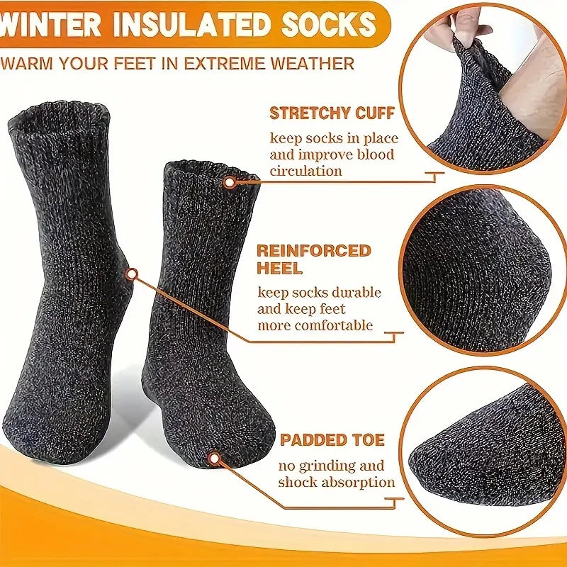 3 Pairs Boot Socks for Women Thermal Socks for Thick Winter Outdoors Warm Socks Soft Warm Classic Big Girl Cotton Socks
