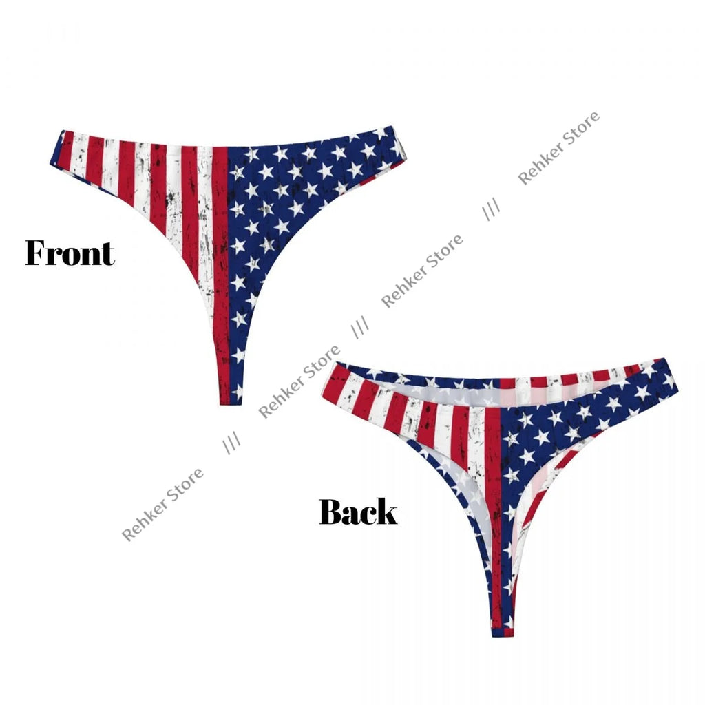 Sexy G-string Thongs Women Panties American Flag Stars Stripes Underwear Lingerie Tanga