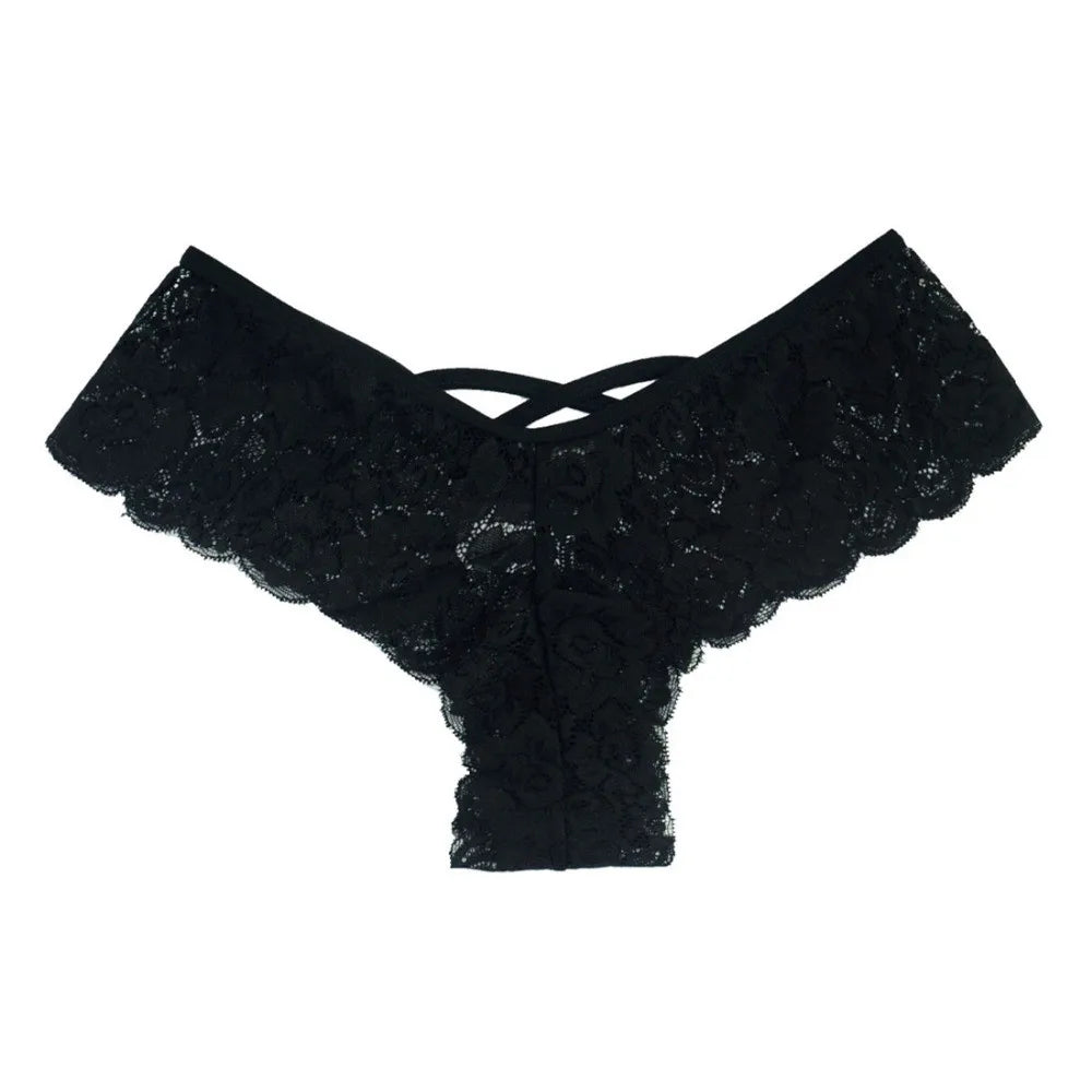 Sexy Women Floral Lace Panties Perspective Underwear V Waist Solid Color Underpants Female Breathable Intimates Sexy Lingerie