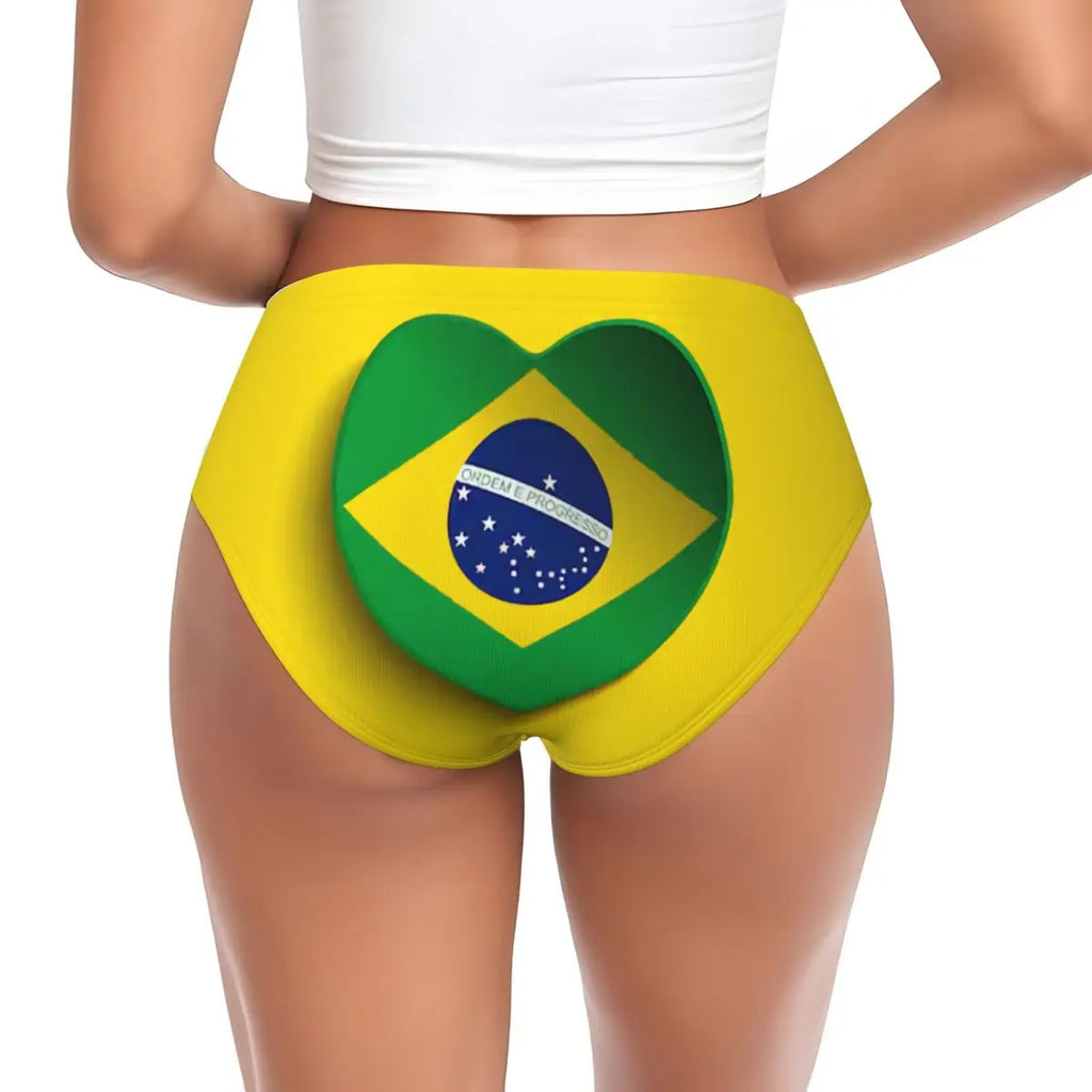 Custom Womens Brazilian Flag Panties Underwear Female Stretch Brief Panties Briefs Underpants