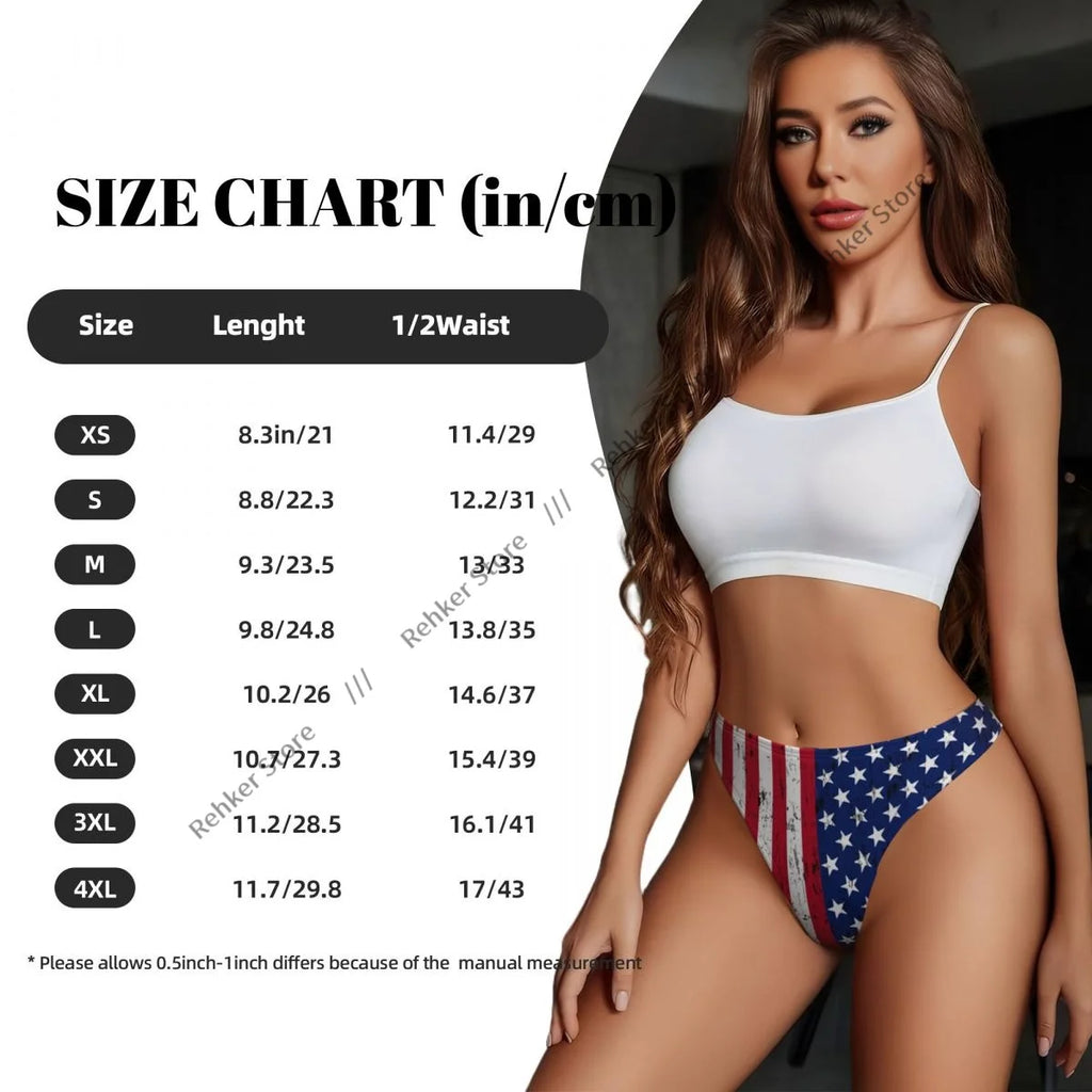 Sexy G-string Thongs Women Panties American Flag Stars Stripes Underwear Lingerie Tanga